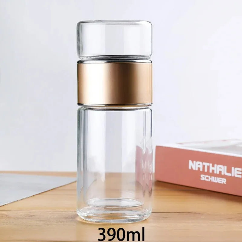 420ML Tea Cup Easy To Clean Glass Tea Cup with Double-layer Tea Infuser Tea Infuser Water Cup Suitable for Office Outdoor Travel