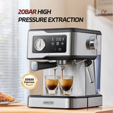 Cafelffe Espresso Coffee Machines Stainless Steel with Milk Frother Steam Wand Semi-Automatic Cappuccino maker 20Bar cafetera