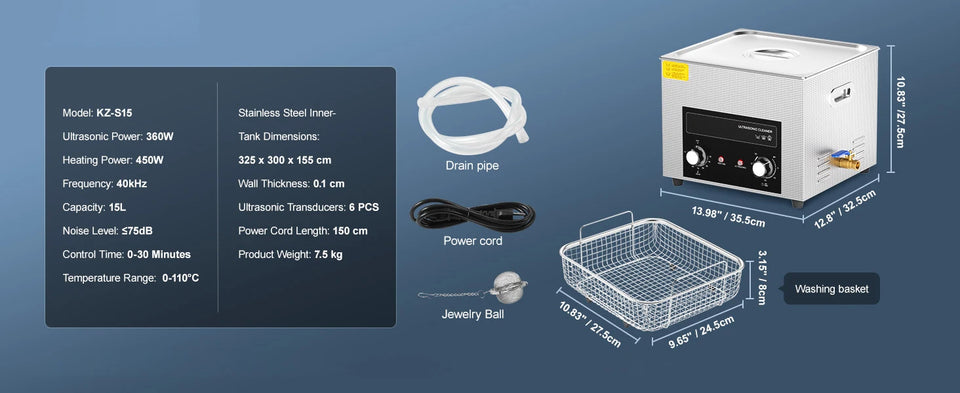 SucceBuy 2/3/6/10/15/30L Ultrasonic Cleaner with Heater Timer for Lab Tools Metal Parts Carburetor Brass Auto Parts Engine Parts