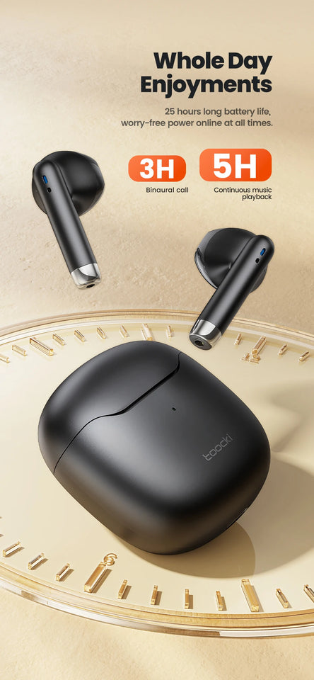 Toocki TWS Wireless Bluetooth Earphones 5.3 IPX4 Waterproof Headset 12M Transmission Distance Long Standby Earbuds Headphones