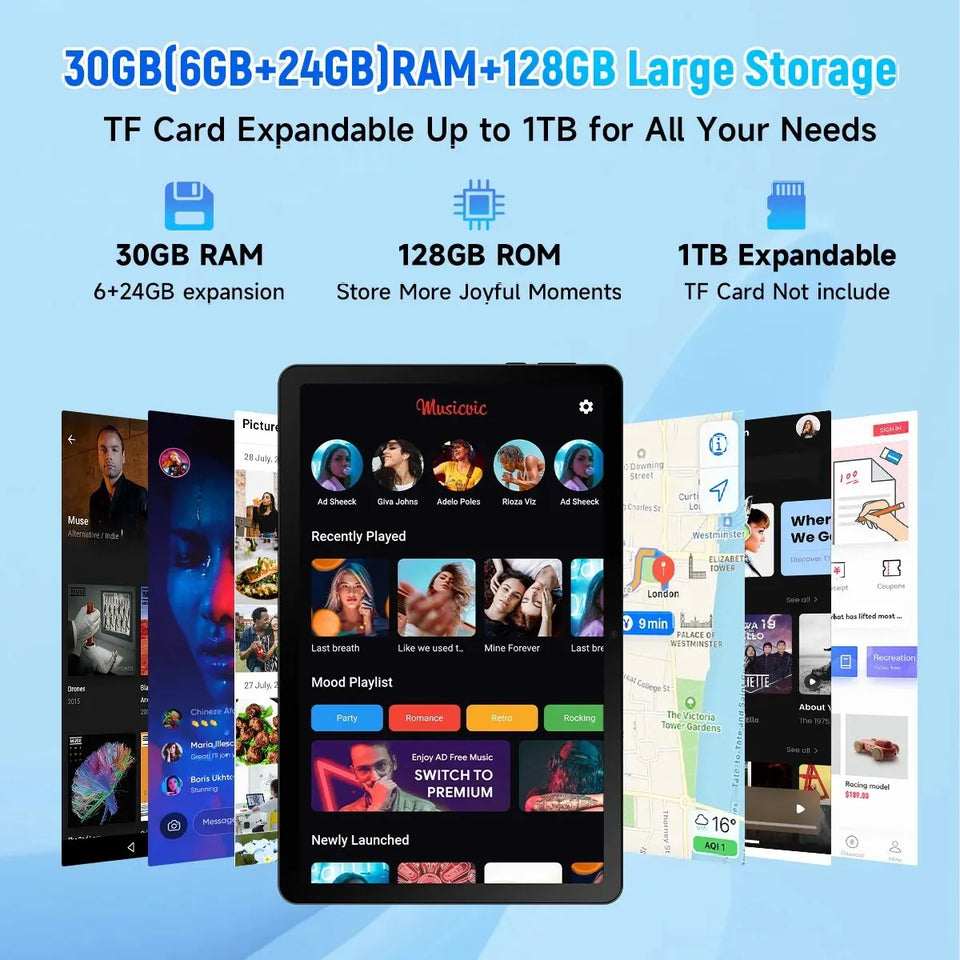 URAO G9L 11.5 inch Tablet Android 15 30GB+128GB+1TB Expand 8400mAh 2K 1200x2000 HD IPS Screen WiFi 6 Dual Camera Widevine L1 GMS