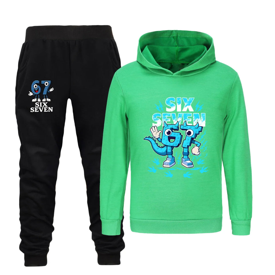 Kids Clothes Steal a Brainrot Six Seven 6-7  Baby Girls Hooded Sweatshirt Pants 2pcs Set Boys Autumn Pullover Tracksuits 5192