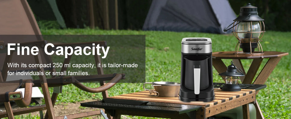 Sonifer Automatic Turkish Coffee Maker SF-3588, Smart Anti-Spill Sensor, Fast & Slow Brew Modes, 250ml, 700W, One-Touch