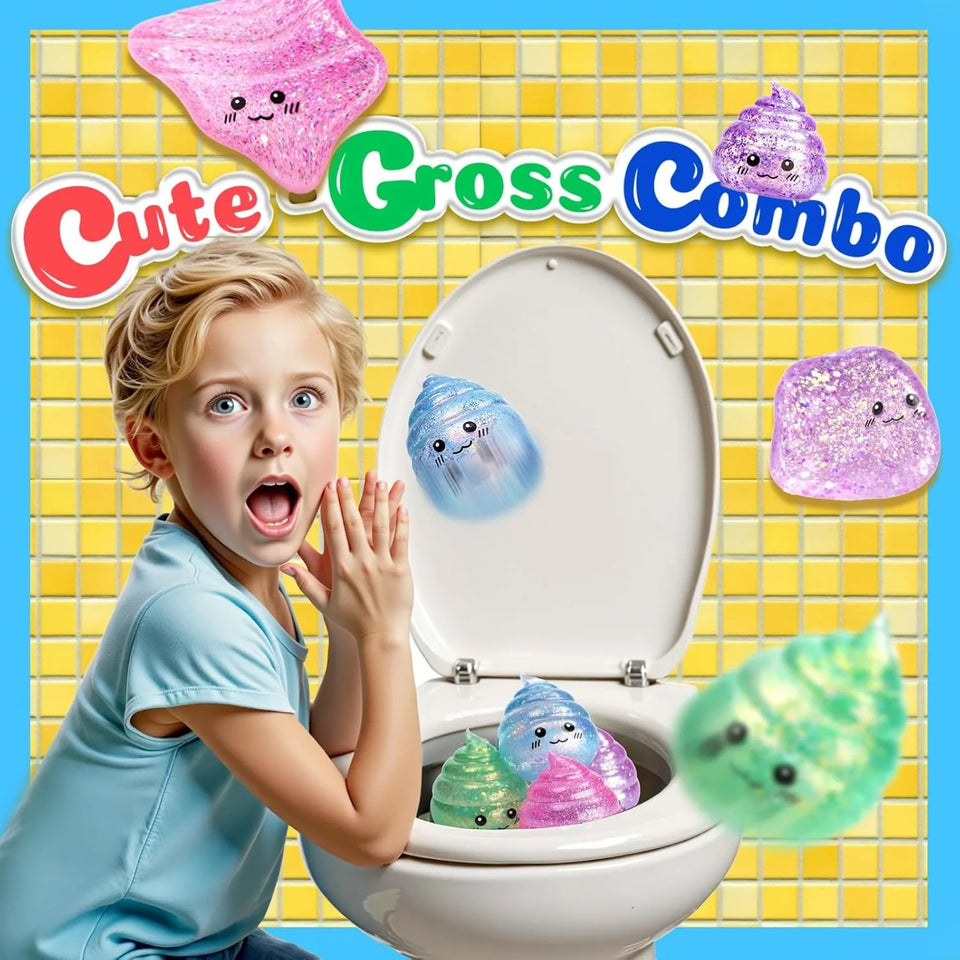 2026 Novelty Squishy Poo Stress Ball Squishies Toys Glitter Funny Stretch Squeeze Fidget Toys for Adults Fool's Day Prank Gift
