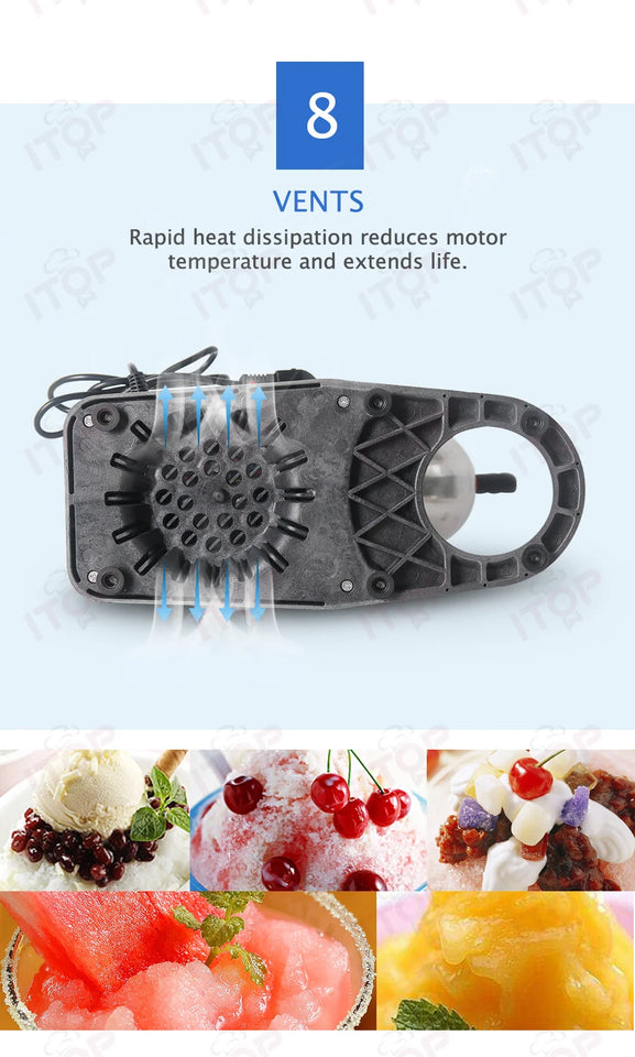 ITOP Ice Crusher Small Commercial Ice Shaver Stainless Steel Shaved Ice Machine Snow Cone Maker