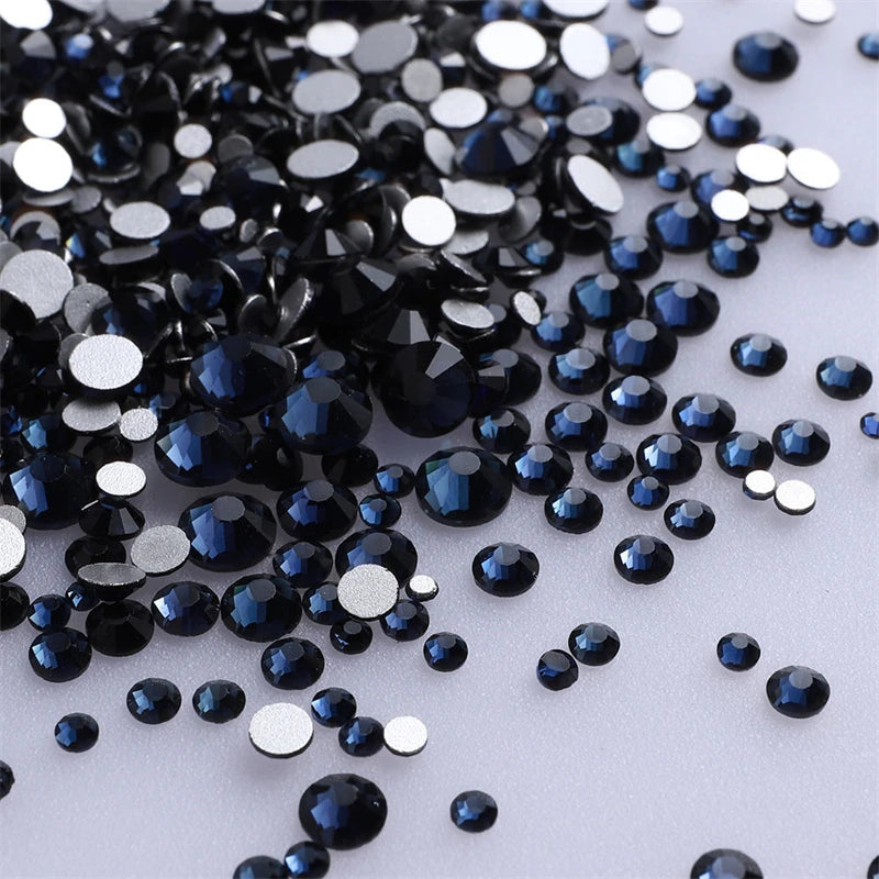 1440Pcs Mix Size Glass Flatback Rhinestone Glitter Crystal AB Round Diamond Non Hotfix Glue On Stone for DIY Nail Art Decoration
