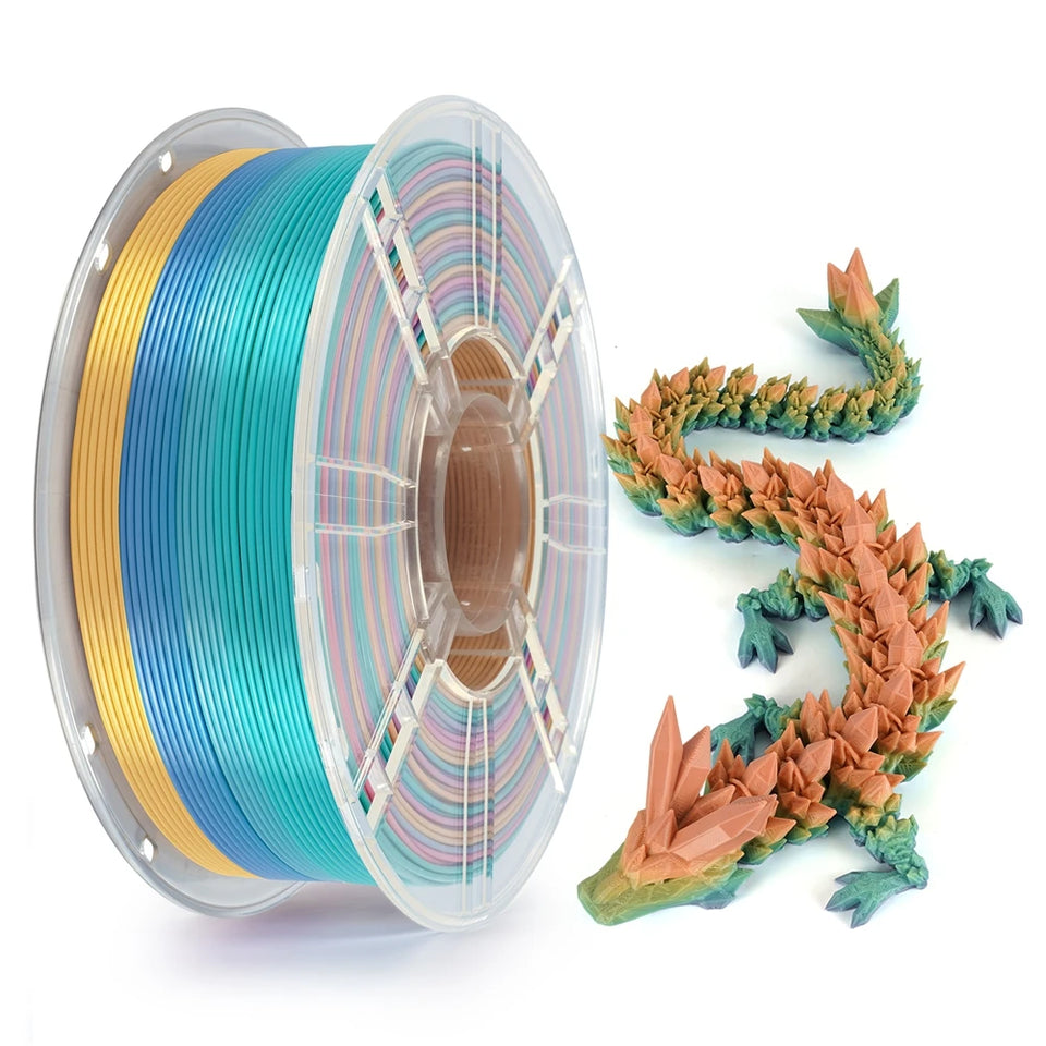 KINGROON Rainbow Silk PLA Filament 1.75mm 1KG Multicolor Gradient 3D Printer Materials Color Change Smooth Silky PLA Plastic New