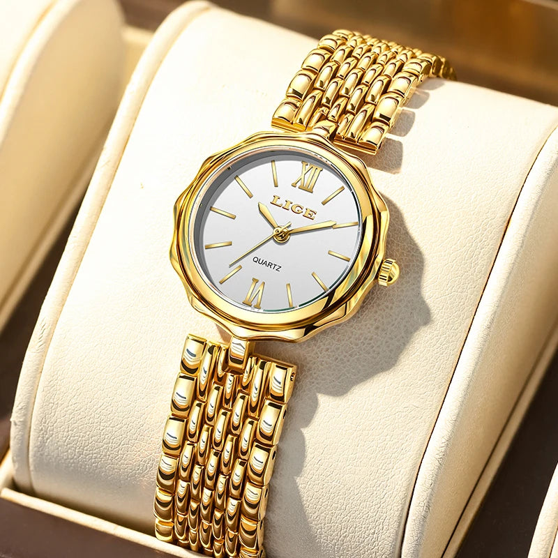 LIGE Elegant Creative Steel Quartz Women Watch Fashion Waterproof Watches For Women Original Brand Luxury Women's Bracelet Watch