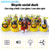 Bicycle Bell Black/Yellow Duck Cartoon Little Ducks Helmet Head Light Shining Duck Bicycle Bells Handlebar Bicycle Accessories