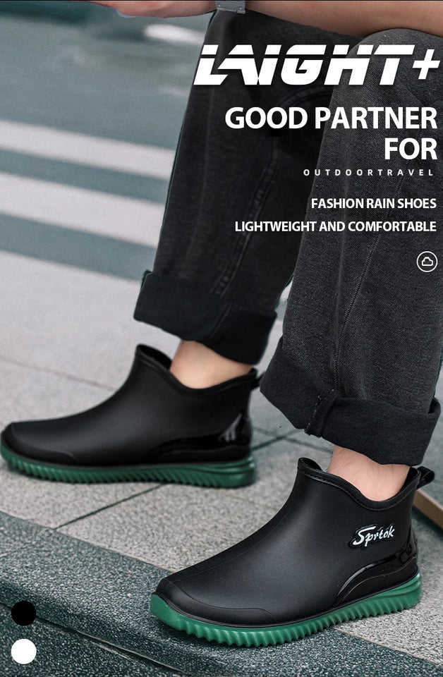 Couples Short Rain Shoes Fashion Light Waterproof Shoes Non-Slip Sports Korean Rain Boots