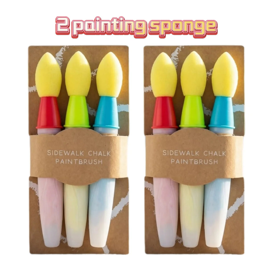 3Pcs Soft Sponge Paint Brushes, Round Applicators for Acrylic Watercolor Oil, DIY Art Supplies for Beginners