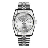 Fashion Diamond Calendar Mens Watches Business Luxury High Quality Quartz Watch For Men Stainless Steel Wristwatch Reloj Hombre