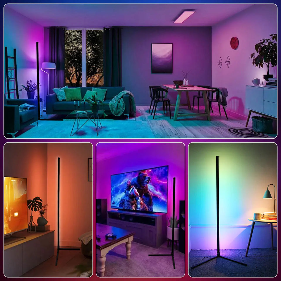 160cm Smart APP Bluetooth Corner Floor Lamp Dimmable RGB LED Ambient Light for Bedroom Gaming Room Christmas Decor Mood Lighting