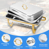 2/4Pack Chafing Dish Set Stainless Steel 316 Gold Rectangular Buffet Warmer for Hotel Catering Parties Weddings Outdoors