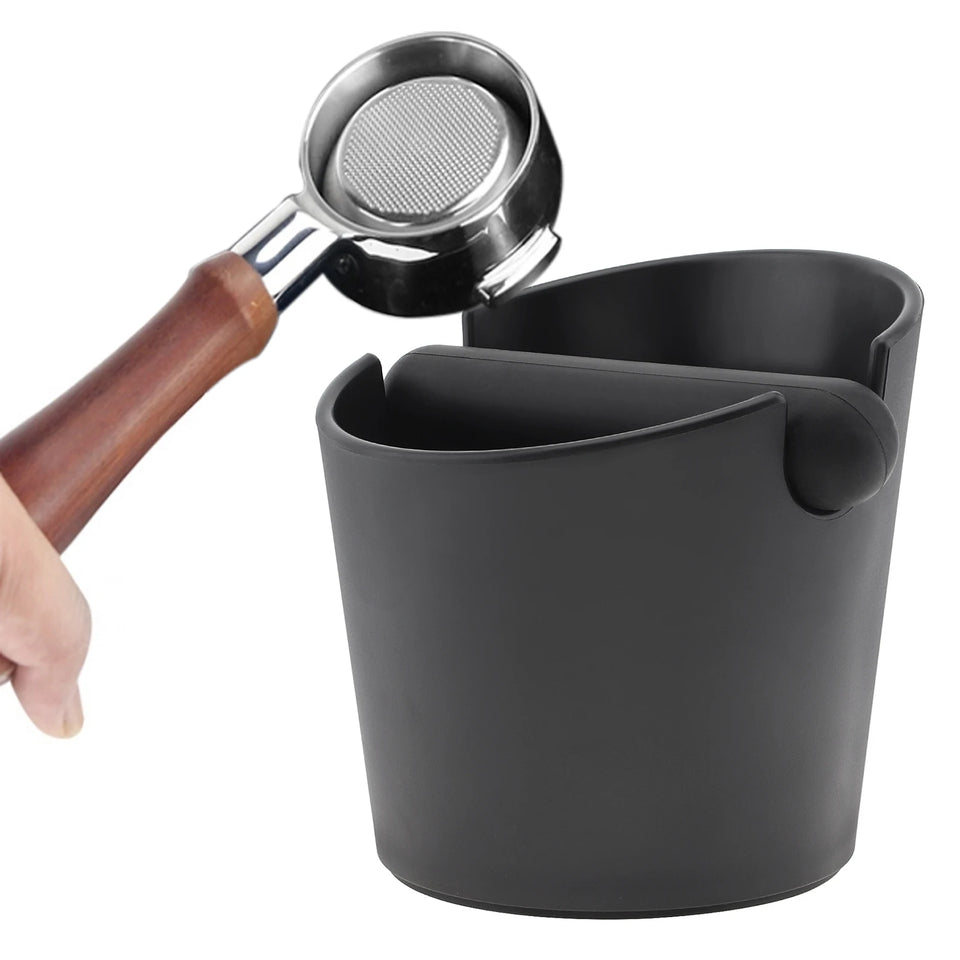 Serviceable Shock Absorption Coffee Knock Box with Espresso Cleaning Brush, Removable Knock Bar Espresso Dump Bin
