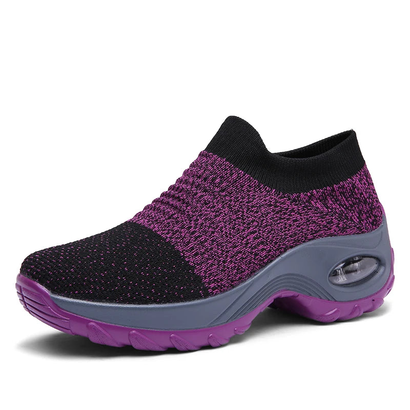 Women Sneakers Fashion Black Sports Casual Shoes Breathable Mesh Lightweight Air Cushion Non-Slip Running Shoe Zapatillas