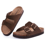 Gacimy Women Fashion Thick Sole Leather Clogs Slippers Classic Women's Mules Cork Clogs Slipper Outdoor Deep Heels Shoes Sandal
