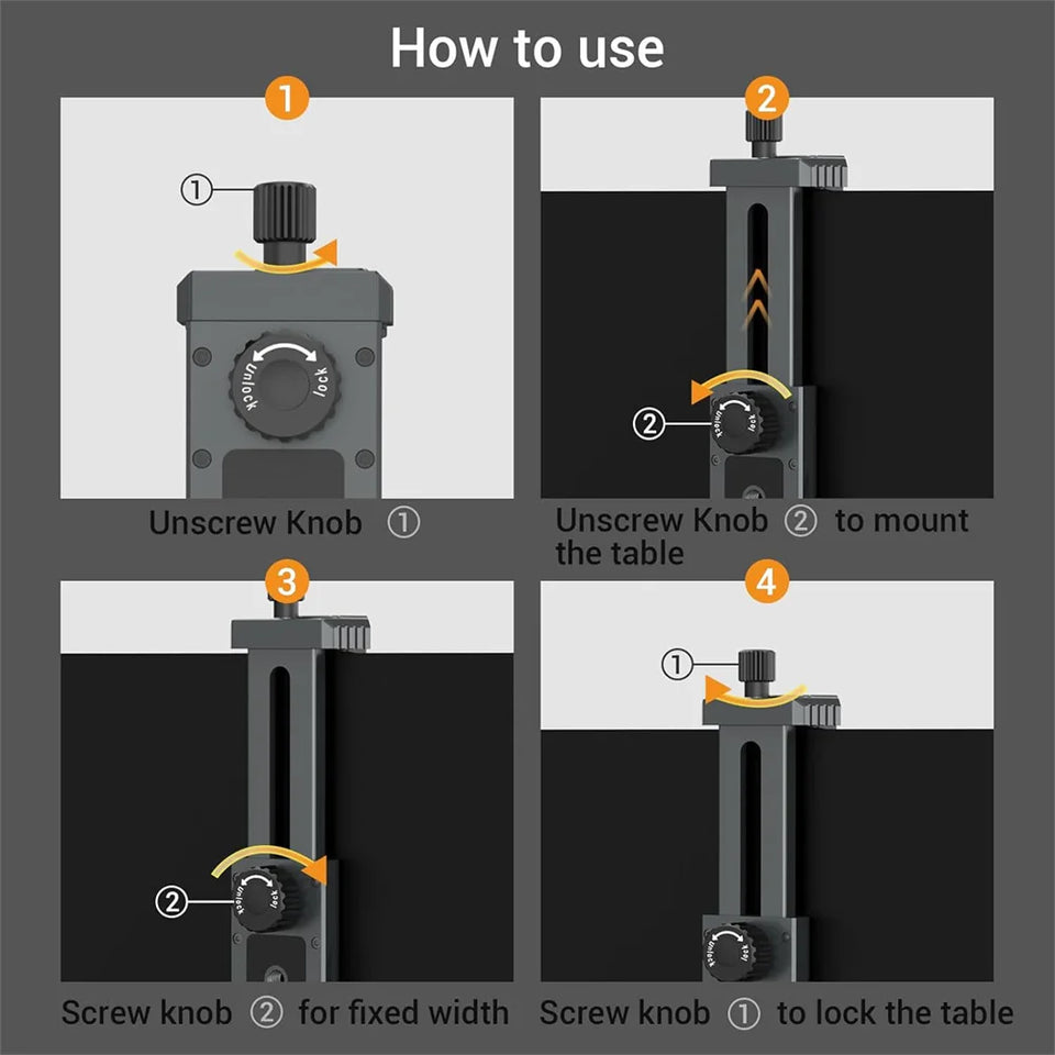 LEAPLIGHT Universal Aluminum Tablet Phone Stand Holder Clip Tripod Adjustable Bracket for Phones Ipro Tablets Tablet Holder