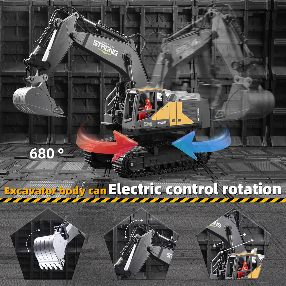ZWN 1/16 1/20 Remote Control Excavator Dump Truck RC Model Car Toy Professional Alloy Simulation Construction Vehicle for Kids