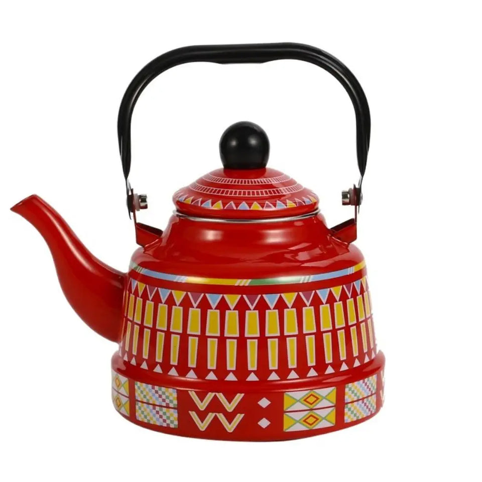 Classic Design Enamel Enamel Tea Kettle European Style Handmade Tea Pot Unbreakable No Whistling Water Kettle Restaurant