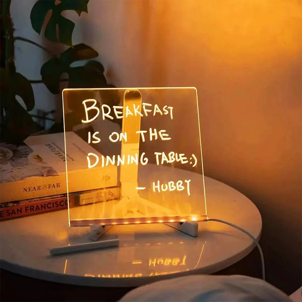 Light Up Dry Erase Board LED Letter Message Board With 7 Colorful Pens with Light Acrylic Drawing Board for Kids Birthday Gifts
