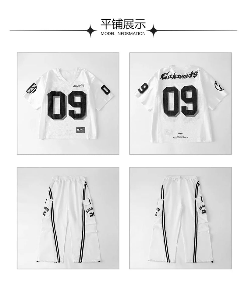 Boys Hip Hop Mesh T-shirt Cargo Pants Girls K-pop Street Dance Sweatshirt Costumes Child Clothes Sets Kids Teens Jazz Streetwear