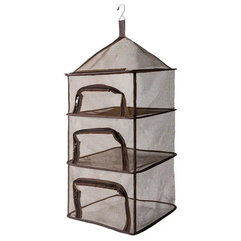Portable Drying Dryer Rack Net Folding  Clothes Hanging Mesh Bag Dish Shelf for Outdoor Camping Herbs Flowers Buds