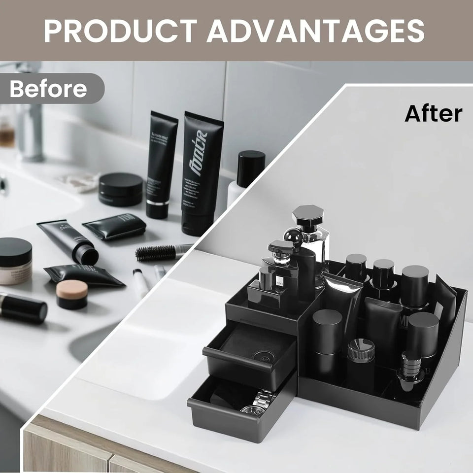 Cologne Organizer For Men, Cologne Holder For Dresser, Perfume Stand, Bathroom Countertop Organizer With Drawers Counter Storage