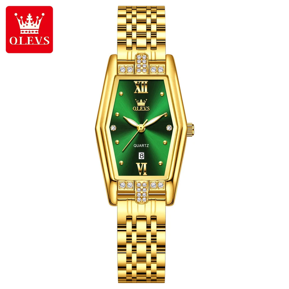 OLEVS Brand Casual Stainless Steel Female Wristwatcch Relogio Feminino Luxury Gold Red Quartz Ladies Watch Fashion Women Watches