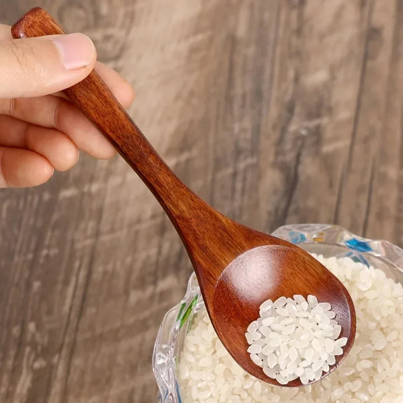1-10PCS Long Hand Wooden Spoon Ellipse Ladle Sets Tea Coffee Honey Stir Spoons Kitchen Spice Scoops Tableware Stirrer Teaspoons