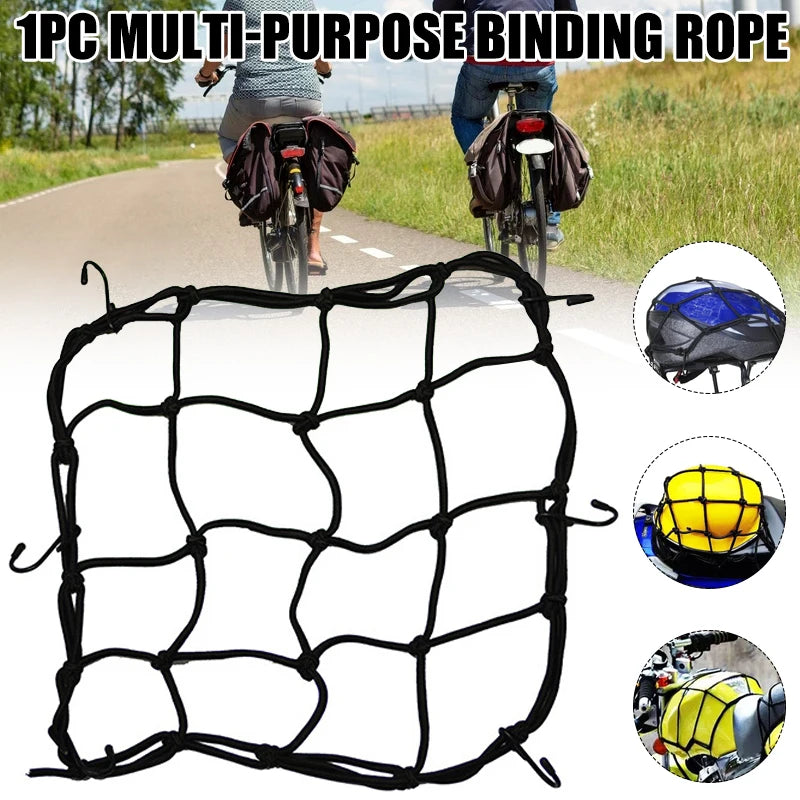 New Arrivals Elasticated Bungee Cargo Luggage Package Net with 6 Hooks for Rear Bicycle Bag Basket Bike Cycling Accessory