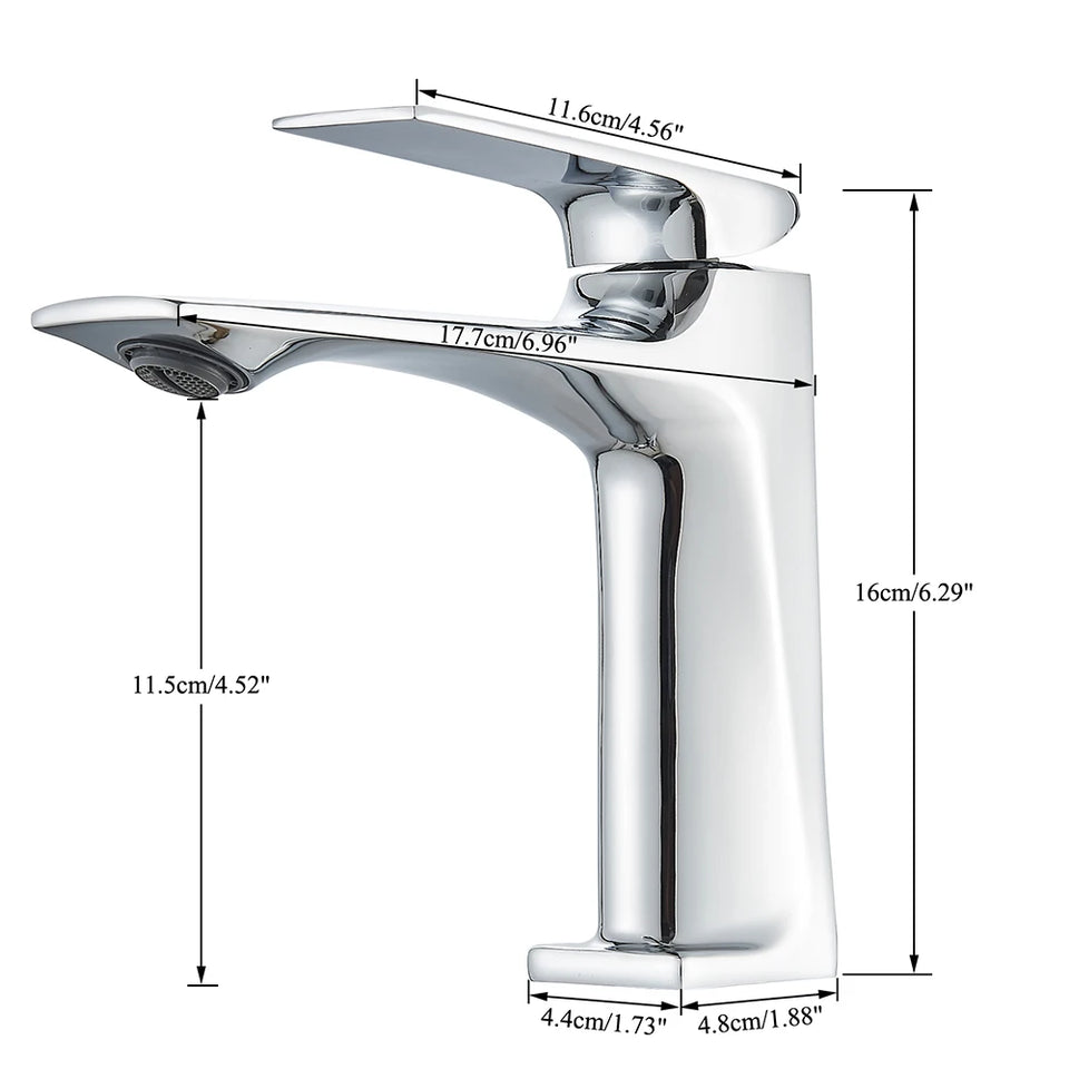 Brass Core Modern Bathroom Sink Faucet Single Handle Deck Mounted Wash Basin Water Tap Hot And Cold Water Mixer