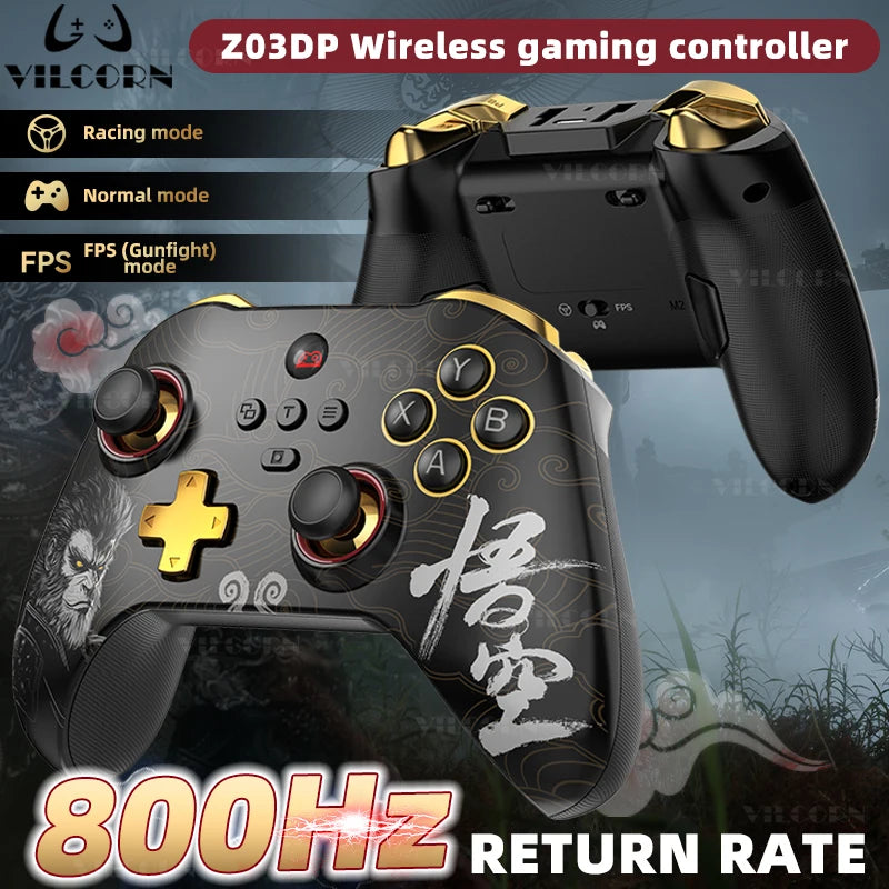 Z03DP Black Myth Wukong Gamepad 800Hz Wireless Dual Vibration Gaming Controller 6-Axis for Switch/IOS/Android/PC Hall Joystick