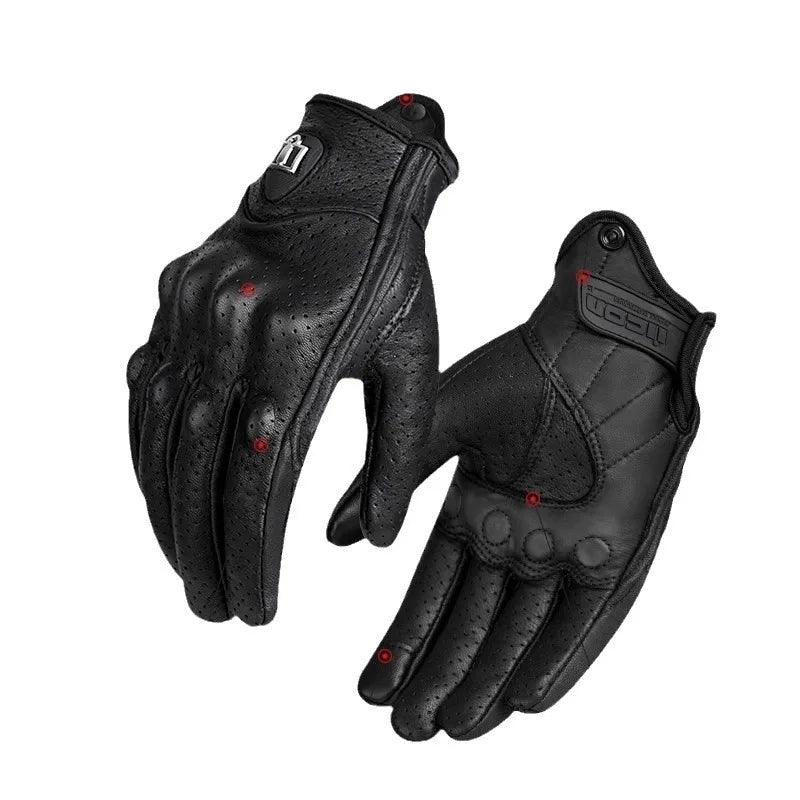 Retro Perforated Real Leather Motorcycle Gloves Moto Waterproof Gloves Motorcycle Protective Gears Motocross Gloves gift