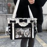 New Fashion Design for Girls Y2K Ulzzang Ita Bag Sweet Preppy Style Shoulder Bag for Women Large Capacity Ribbon Bow Tote Bag
