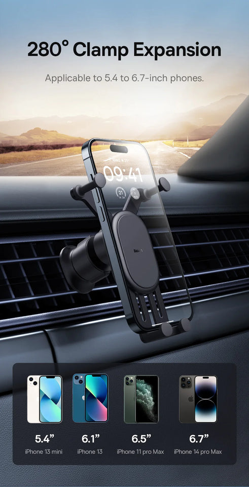 Baseus Car Phone Holder for iPhone Xiaomi Samsung Car Phone Stand Car Mount with Hook Clip Auto Locking Easy Install