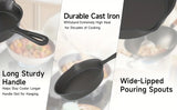 3PCS Pre-Seasoned Cast Iron Skillet Set, Pans for Oven Grill Campfire, Durable Cookware for Home Outdoor Cooking