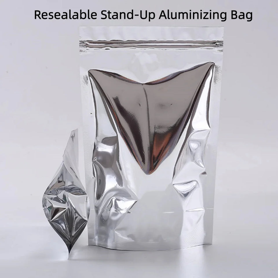 100pcs Silver Dumb Aluminum Foil Bags Heat Seal - Top Open Mylar Foil Bag Matte Surface Plastic Food Package Spices/Sauce Pouch