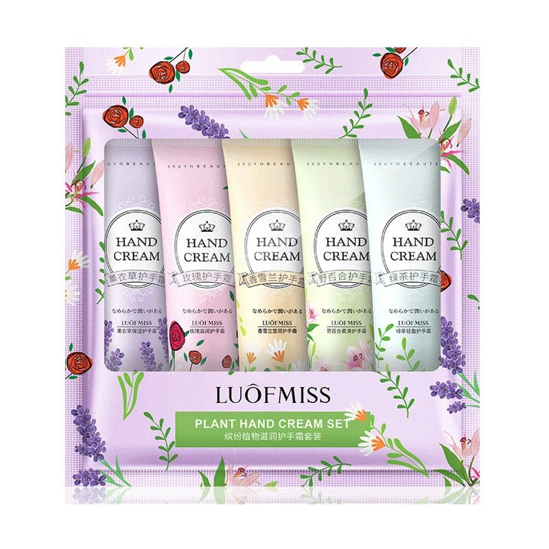 5pcs Plant Fruit Fragrance Hand Cream Sets Moisturizing Handcream Set Hand Care Nourishing Anti Chap Skin Care for Foot