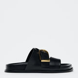 Summer New Women's Flat Bot Sandals Bla with Bule Detail Casual Thi Heel Metal Bule Slippers Faionable Casual oes