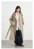 CHIC VEN Women Long Trench Coat Loose Casual New Plaid Patchwork Female Windbreaker Office Ladies Outerwear Spring Autumn 2025