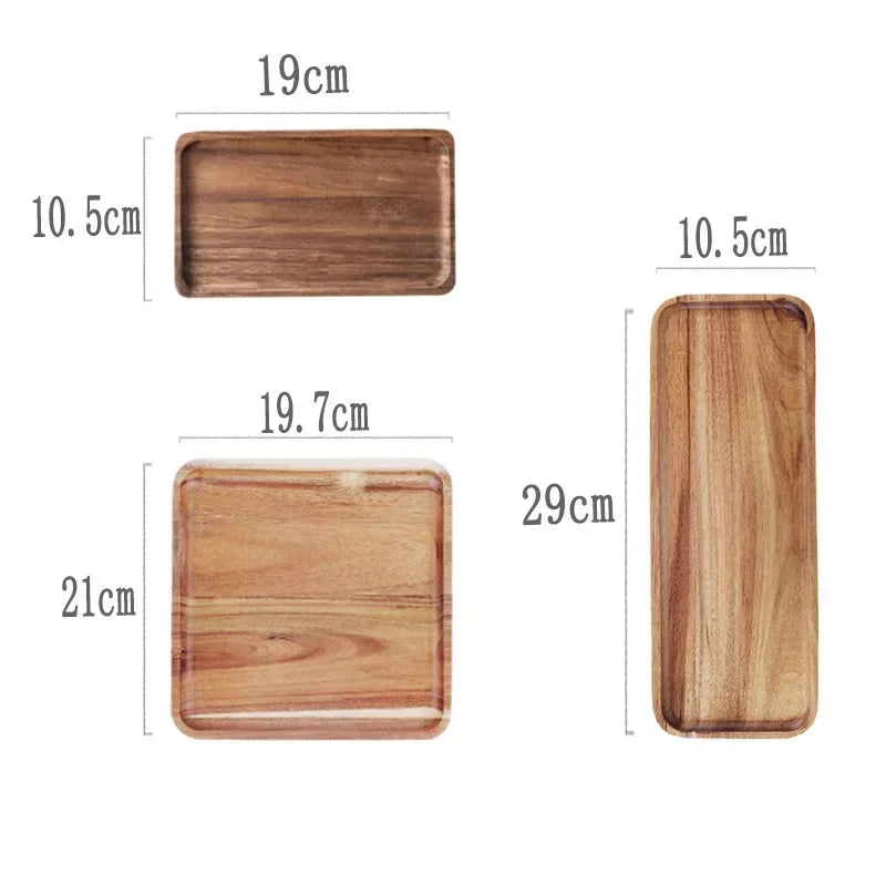 Acacia Wood Coffee Tray Rectangular Food Cup Trays Decorative Wood Plate Dessert Candy Acacia Wood Gongfu Tea Tray