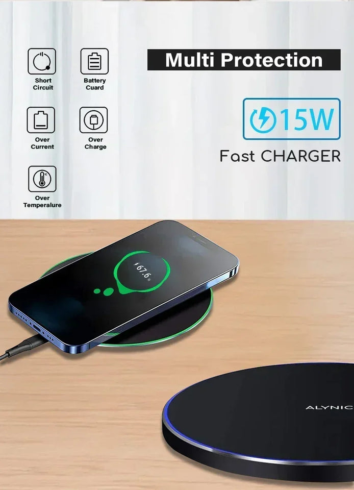 Fast Wireless Charger Pad Stand for iPhone 16 15 14 Samsung Xiaomi Earphone Phone Chargers Induction Wireless Charging Station