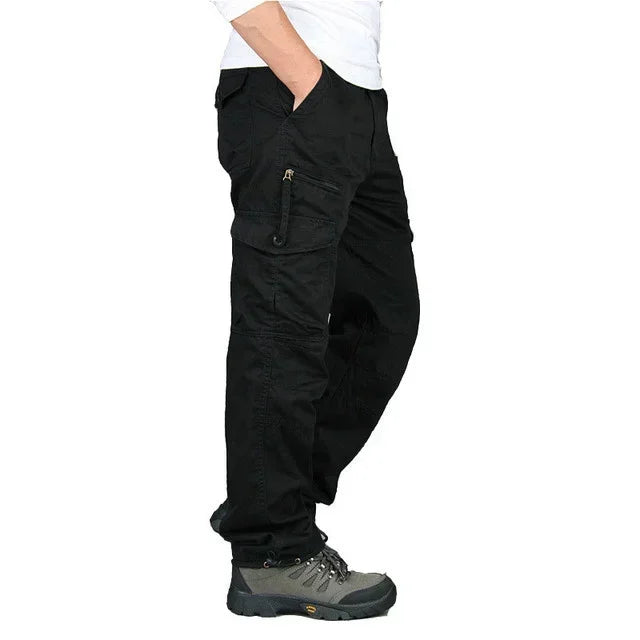 Camping Hiking Pants Men Cargo   Cotton Overalls Straight  Trousers Multi-Pocket Baggy  Slacks Pants