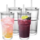 20oz Glass Cold Cup with 2-in-1 Straw Lid, Resists Lipstick Transfer, Dishwasher Safe, Great for Iced Tea and Cold Brew