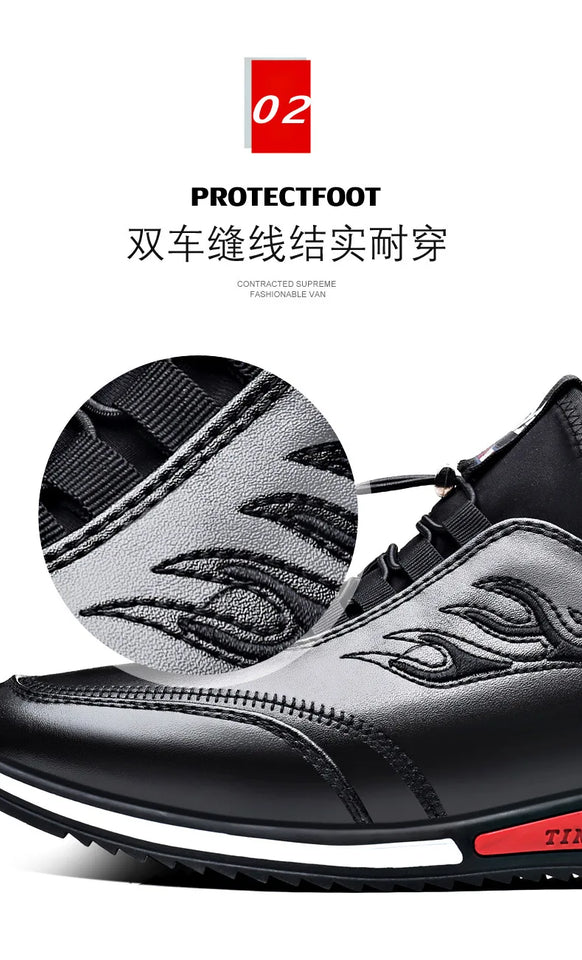 2024 Autumn New Casual Shoes For Men Fashionable Inside Increased High 6cm Lazy Shoes Rubber Shoe Sole Polyamide Leather Shoe