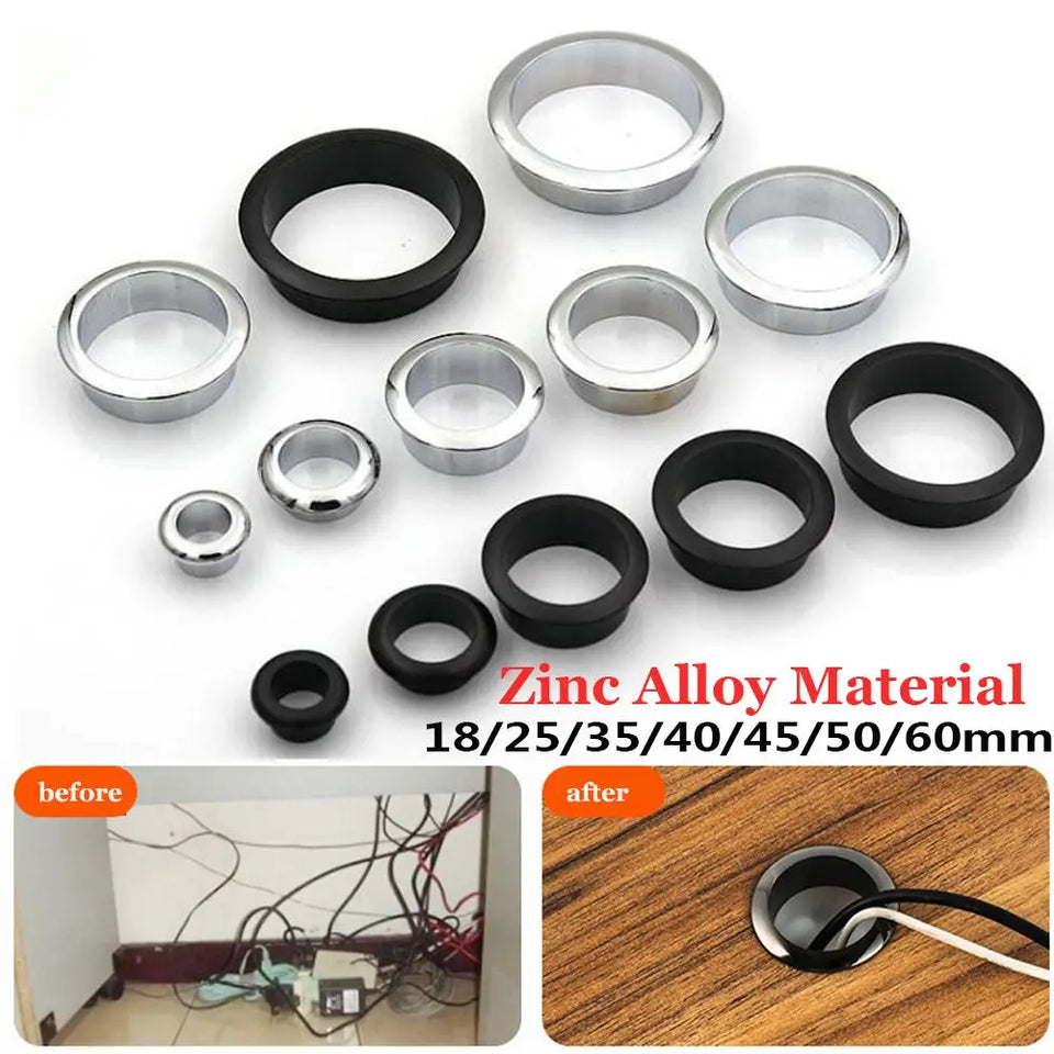Computer Desk Cable Grommets Wire Hole Cover Cabinet Vent Decorative Ring Cable Outlet Port Furniture Hardware Desk Organizer