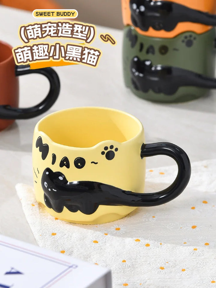 Cup Cat Stacking Cup Creative Mark Cup Drinking Cup For Guests Home Set Handle Ceramic Coffee Cup