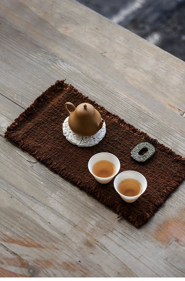 Tea mat, pure handmade plant table runner, pure cotton, thick coarse dry soaking, retro wabi-sabi tea ceremony accessories