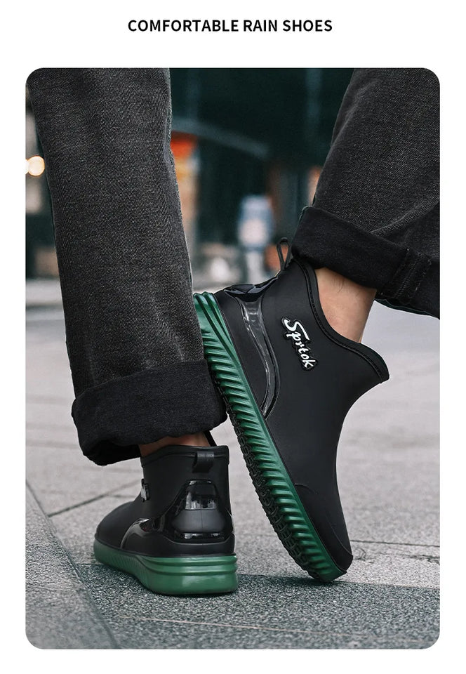 Couples Short Rain Shoes Fashion Light Waterproof Shoes Non-Slip Sports Korean Rain Boots
